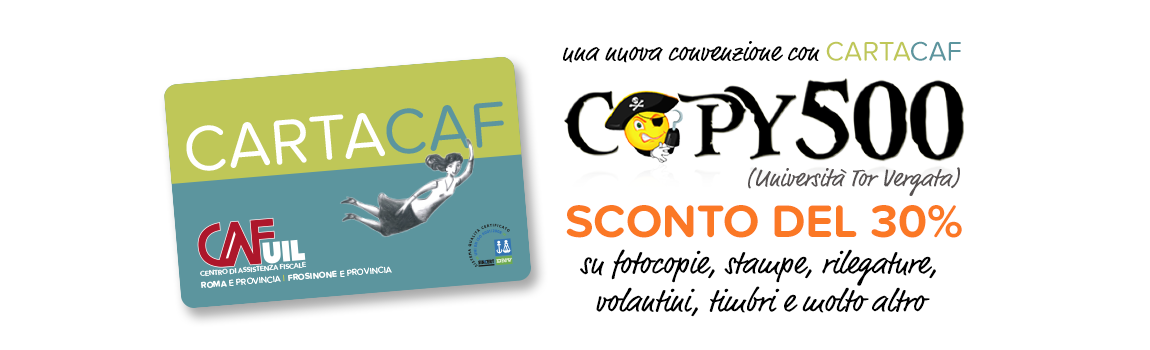 promozione carta caf sconto 30% sui servizi della copisteria Copy500