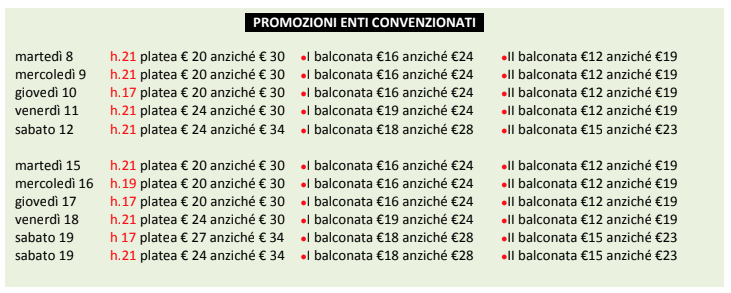 Tariffe Servo di Scena al Teatro Quirino
